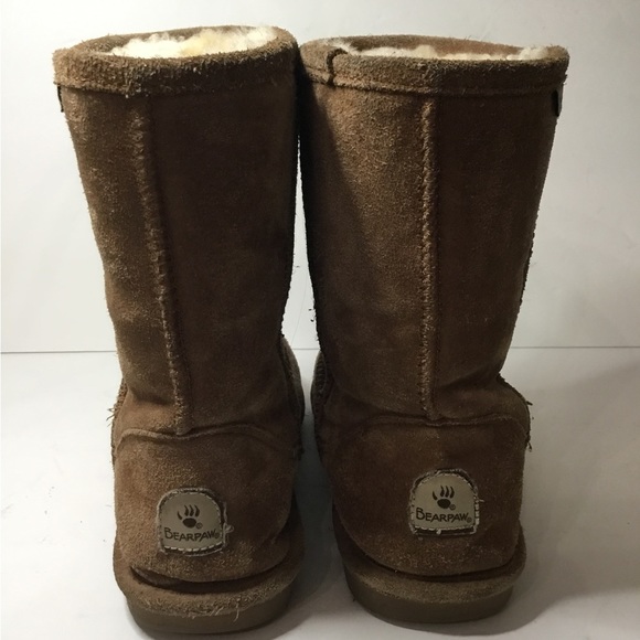 BearPaw Emma Short Suede Sheepskin Slip On Boots Size 9 EUC - Picture 3 of 8